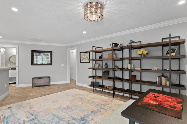 1960 Montana Ave NE, Saint Petersburg, FL 33703 - living area with crown molding, wood finished floors, recessed lighting, baseboards, and a chandelier