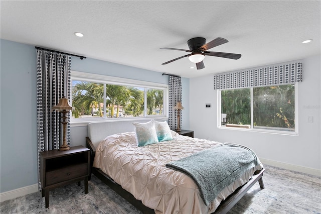 1960 Montana Ave NE, Saint Petersburg, FL 33703 - bedroom featuring baseboards, recessed lighting, a textured ceiling, and a ceiling fan