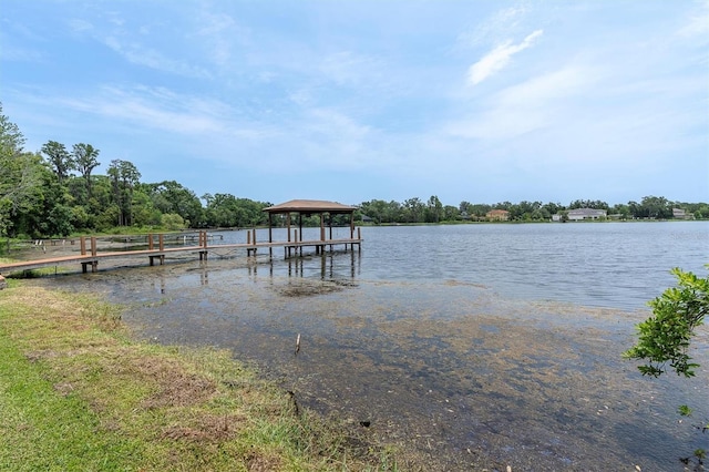 13533 Bay Lake Ln, Tampa, FL 33618 - dock area featuring a water view and a gazebo