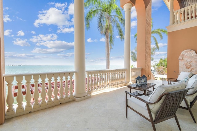 5810 Mariner St, Tampa, FL 33609 - view of patio / terrace featuring view of water and beach and a balcony
