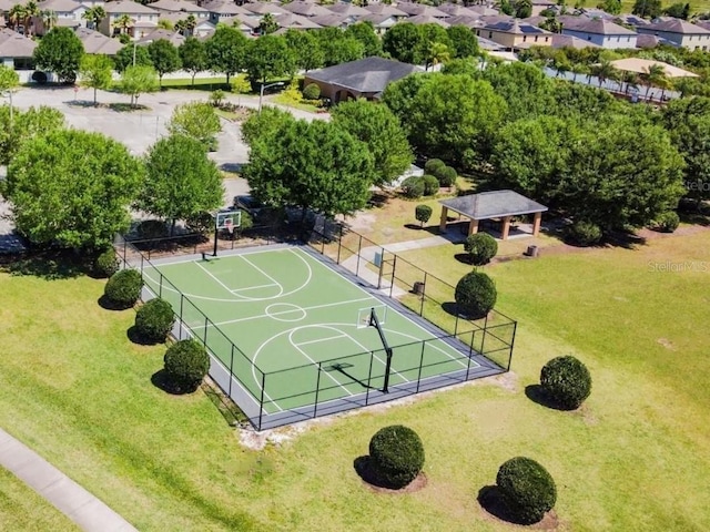 14614 Rannoch Moor Pl, Wimauma, FL 33598 - view of sport court featuring community basketball court, a gazebo, and a residential view