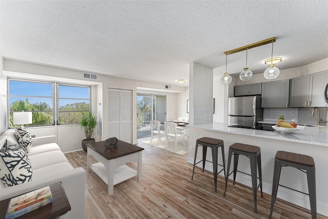 3315 58th Ave S Unit 605, Saint Petersburg, FL 33712 - living area featuring light wood-style flooring and a textured ceiling