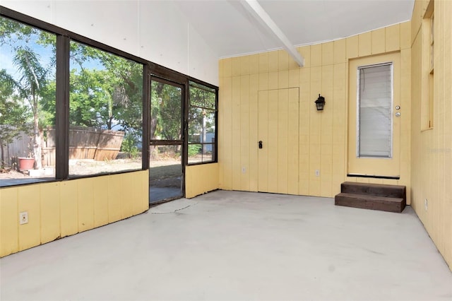 unfurnished sunroom with entry steps