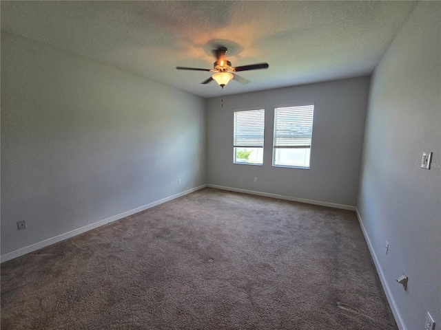 1022 Oliveto Verdi Ct, Brandon, FL 33511 - spare room featuring ceiling fan, carpet flooring, a textured ceiling, and baseboards