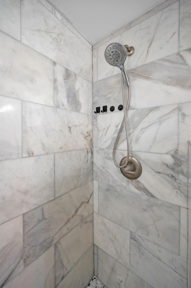 bathroom view of tiled shower