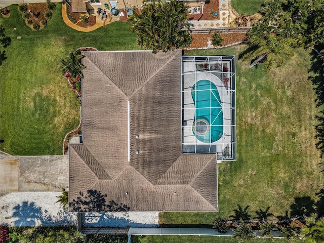 aerial view of a pool
