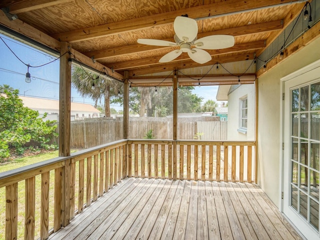 106 E Cedar St, Tarpon Springs, FL 34689 - wooden deck with a ceiling fan and fence