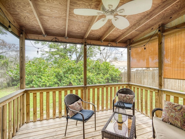106 E Cedar St, Tarpon Springs, FL 34689 - wooden terrace with ceiling fan