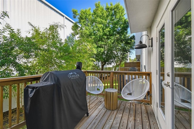 deck with a grill