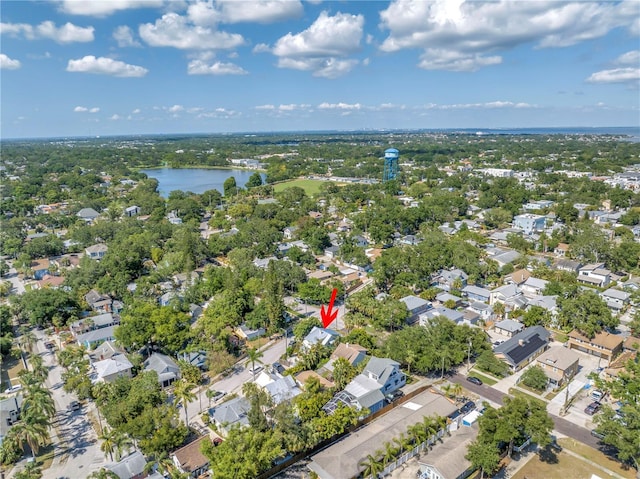 1038 Crescent Lake Dr N, Saint Petersburg, FL 33701 - aerial overview of property's location featuring a nearby body of water and nearby suburban area