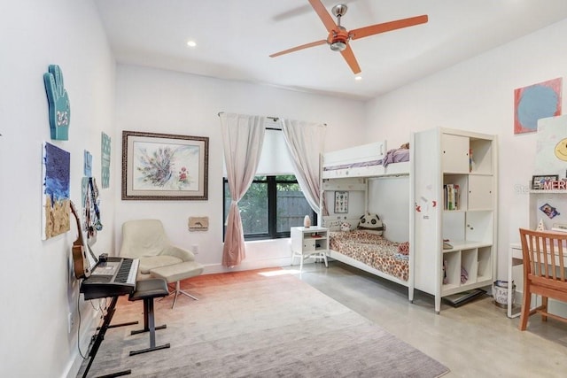 bedroom featuring recessed lighting and baseboards