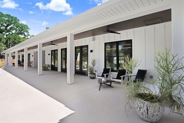 view of patio / terrace featuring ceiling fan