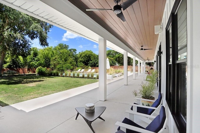 view of patio / terrace featuring ceiling fan