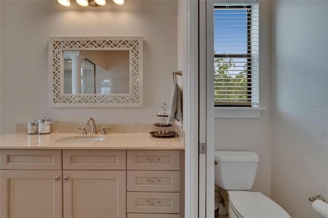bathroom with toilet and vanity