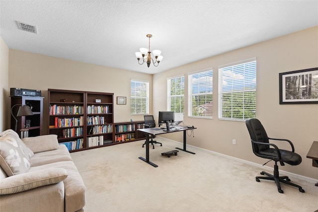 10837 Breaking Rocks Dr, Tampa, FL 33647 - carpeted office space featuring a chandelier and baseboards