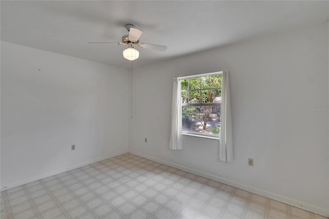 508 E Brentridge, Brandon, FL 33511 - empty room featuring light flooring, baseboards, and ceiling fan
