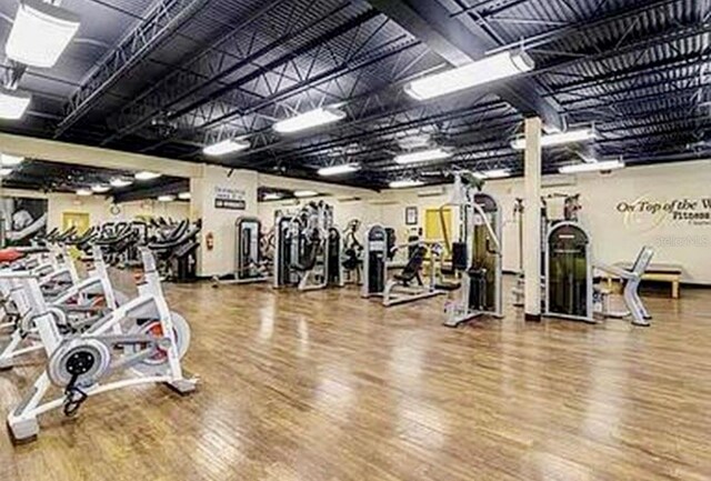 2360 Irish Ln Unit 16, Clearwater, FL 33763 - gym with wood finished floors