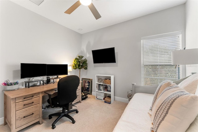 412 S Albany Ave Unit 2, Tampa, FL 33606 - office area with a ceiling fan, light colored carpet, and baseboards