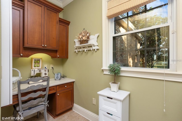 919 Ballinger Rd, Lutz, FL 33548 - home office with baseboards and light tile patterned floors