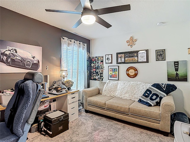 3891 Reflection Dock Dr, Seffner, FL 33584 - carpeted home office featuring ceiling fan