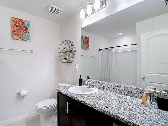3891 Reflection Dock Dr, Seffner, FL 33584 - bathroom with tile patterned flooring, toilet, vanity, curtained shower, and baseboards