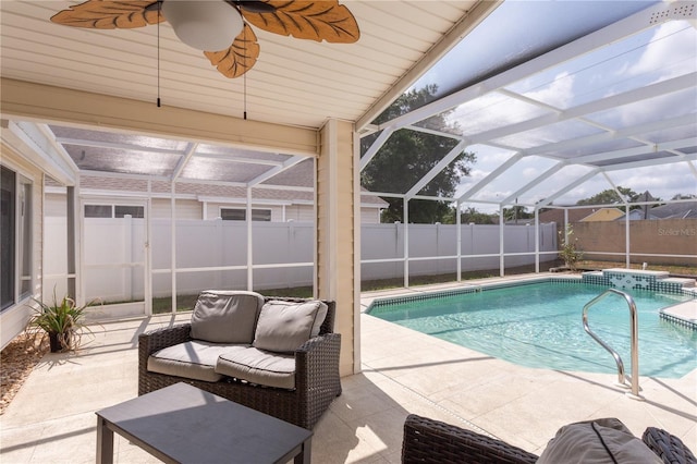 7838 Trail Run Loop, New Port Richey, FL 34653 - view of pool featuring a fenced backyard, a patio, a lanai, and an outdoor living space