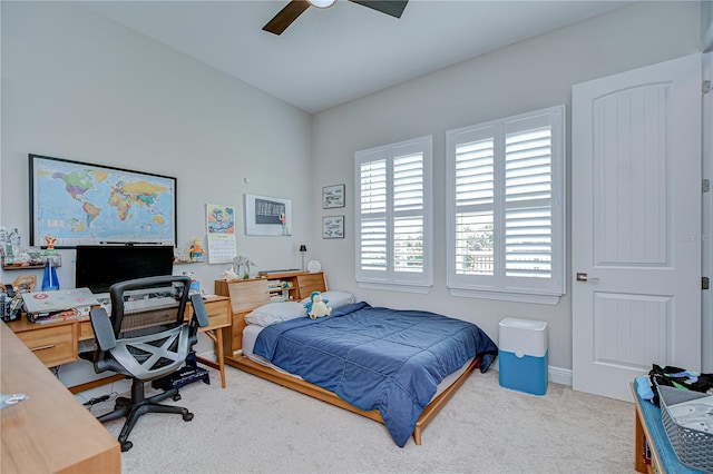 5728 Watercolor Dr, Lithia, FL 33547 - carpeted bedroom with an office area and a ceiling fan