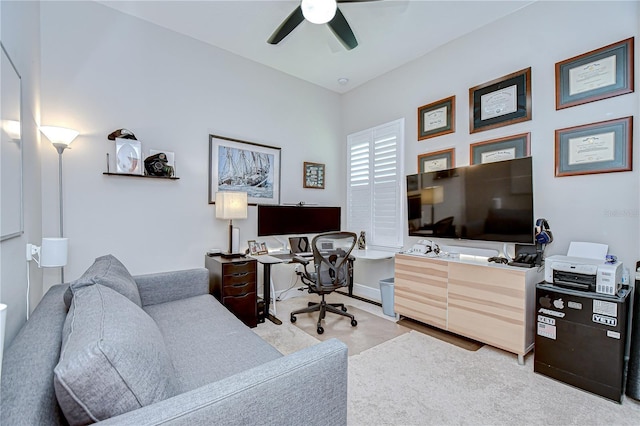 5728 Watercolor Dr, Lithia, FL 33547 - office area featuring ceiling fan and carpet