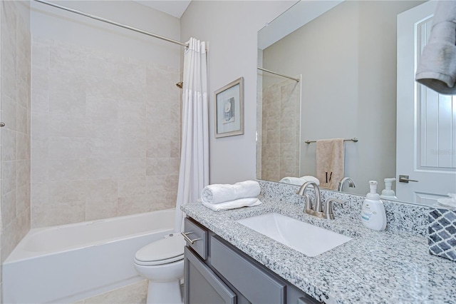 5728 Watercolor Dr, Lithia, FL 33547 - full bath with toilet, shower / bath combo, vanity, and tile patterned floors