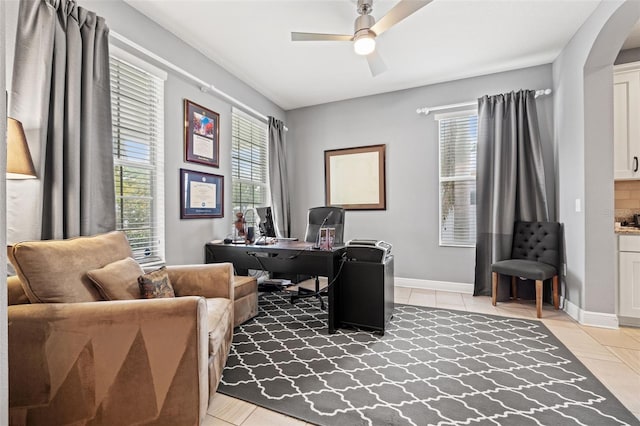 1436 30th Ave N, Saint Petersburg, FL 33704 - office featuring a ceiling fan, plenty of natural light, and arched walkways
