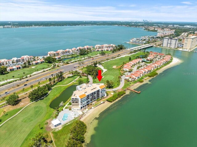 5700 Escondida Blvd S Unit 401, Saint Petersburg, FL 33715 - drone / aerial view of a large body of water and a golf course