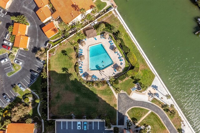 4900 Brittany Dr S Unit 209, Saint Petersburg, FL 33715 - bird's eye view of a pool and a large body of water