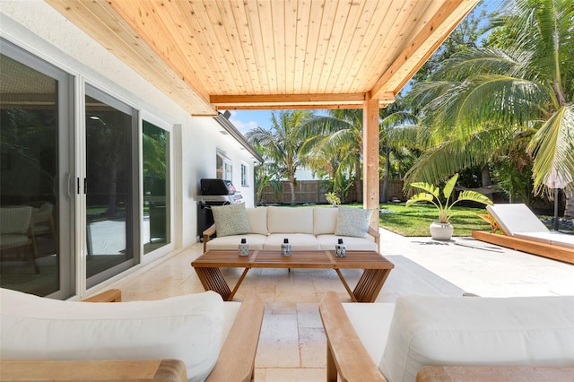 4618 Bayshore Blvd NE, Saint Petersburg, FL 33703 - view of patio with an outdoor hangout area, a fenced backyard, and grilling area