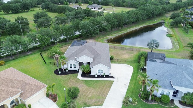 view from above of property with a large body of water