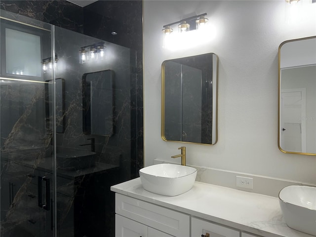 4241 E Palifox St, Tampa, FL 33610 - full bathroom with double vanity and a marble finish shower