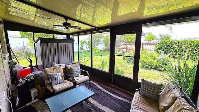 3907 Orchard Hill Cir, Palm Harbor, FL 34684 - sunroom with ceiling fan