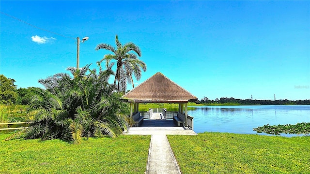 3907 Orchard Hill Cir, Palm Harbor, FL 34684 - view of property's community with a gazebo, a yard, and a water view