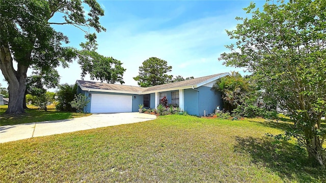 3907 Orchard Hill Cir, Palm Harbor, FL 34684 - single story home featuring driveway, a front lawn, an attached garage, and stucco siding