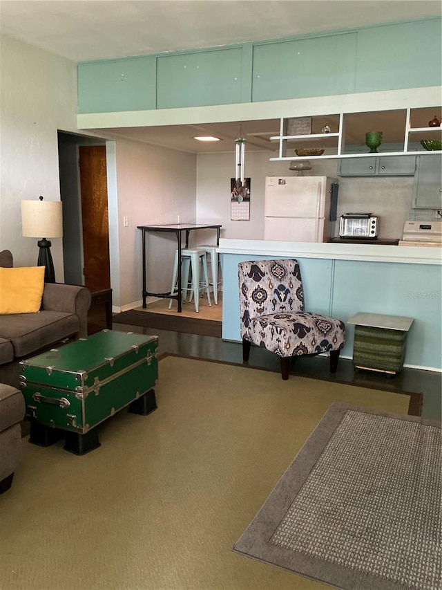 view of carpeted living area