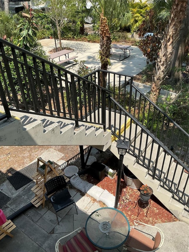 view of patio / terrace with stairway