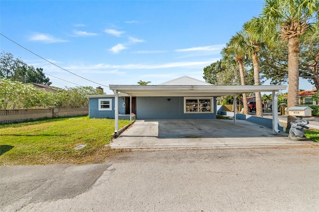 6726 Udell Ln, Hudson, FL 34667 - view of front of house with a carport, stucco siding, and driveway