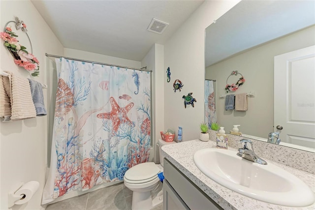 10732 Chippewa Dr, Parrish, FL 34219 - bathroom with tile patterned flooring, vanity, toilet, and curtained shower