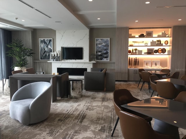 community lobby with recessed lighting
