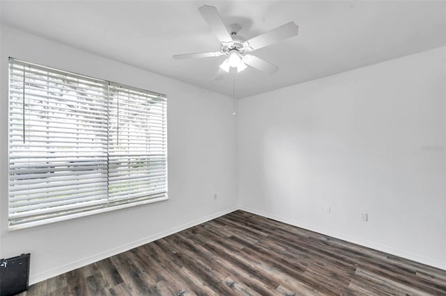 9602 Lake Chase Island Way Unit 9602, Tampa, FL 33626 - empty room with plenty of natural light, dark wood finished floors, baseboards, and ceiling fan