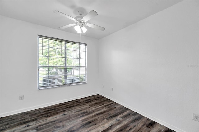 9602 Lake Chase Island Way Unit 9602, Tampa, FL 33626 - unfurnished room with baseboards, dark wood-style flooring, and ceiling fan