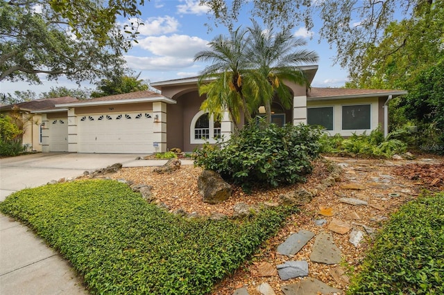 160 Sage Cir, Crystal Beach, FL 34681 - single story home featuring a garage, stucco siding, and driveway