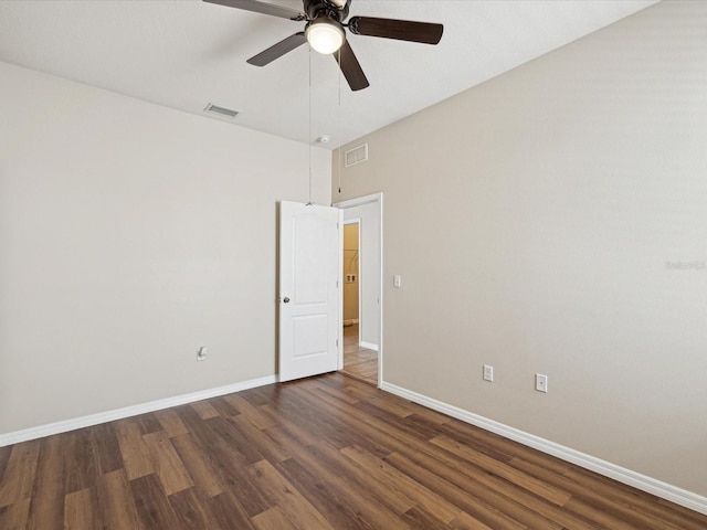 12212 Mcmullen Loop, Riverview, FL 33569 - empty room featuring wood finished floors, a ceiling fan, and baseboards