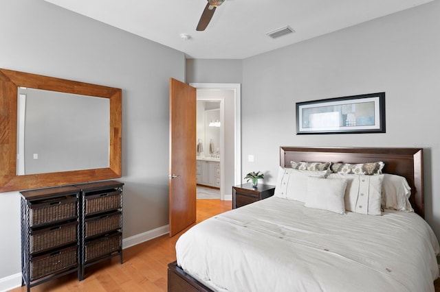 443 18th Ave, Indian Rocks Beach, FL 33785 - bedroom featuring light wood-type flooring, baseboards, and a ceiling fan