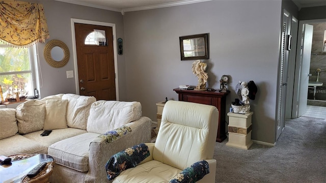 10040 38th Way N, Pinellas Park, FL 33782 - carpeted living area featuring ornamental molding