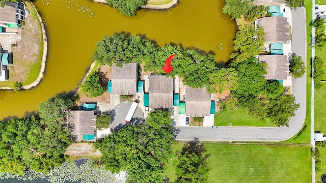 9050 Lake Place Ln, Tampa, FL 33634 - bird's eye view of a large body of water and a pool area